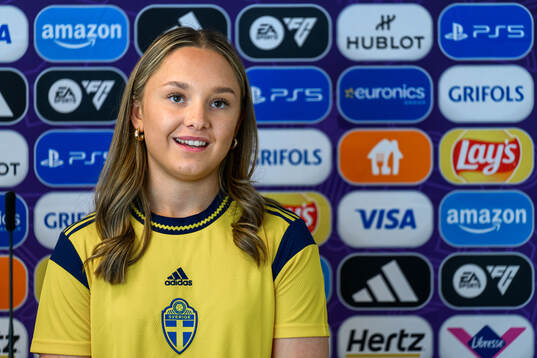 Nova Rolfsson of Sweden at a press conference