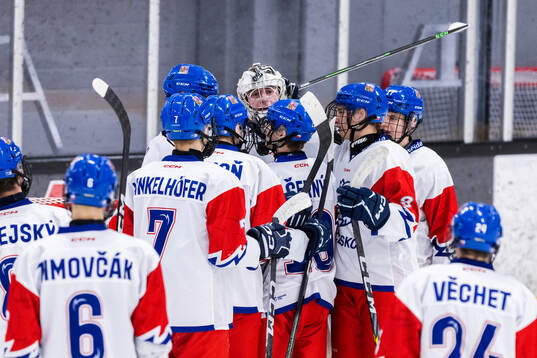 Goaltender Jiri Novak of Czech republic celebrates