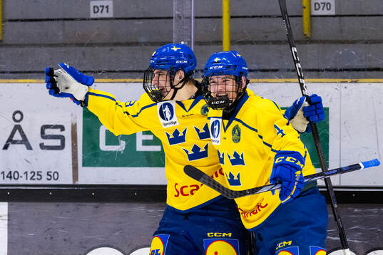 Arvid Drott and Axel Bröngel-Larsson of Sweden celebrate