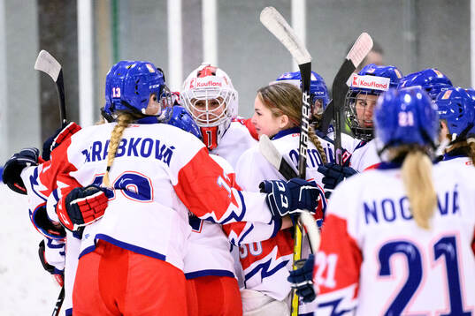 Goalkeeper Katerina Fialova of Czech Republic celebrates
