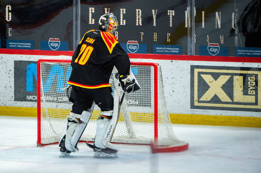 Brynäs målvakt Damian Clara deppar