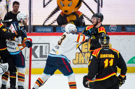 Djurgårdens David Blomgren och Brynäs Karlis Cukste