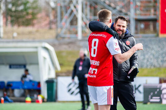 Sandvikens Daniel Söderberg och tränare Eldar Abdulic