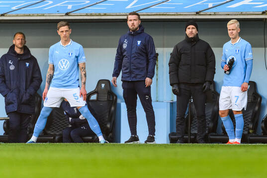 Malmö FFs Søren Rieks, tränare Henrik Rydström och Otto