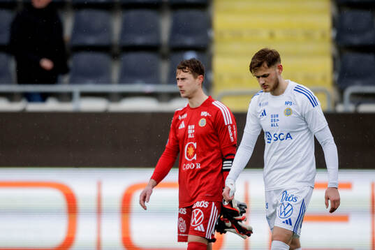GIF Sundsvalls målvakt Jonas Olsson och Ludvig Svanberg