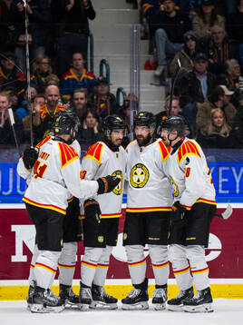 Brynäs Tyler Vesel jublar med lagkamrater