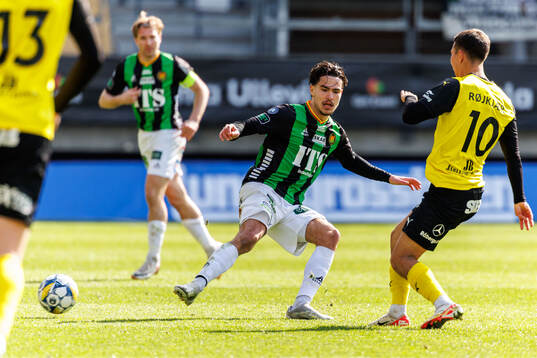 GAISs William Milovanovic och Mjällbys Nicklas Røjkjær