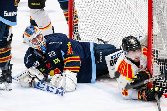 Djurgårdens målvakt Viktor Andrén och Brynäs Linus