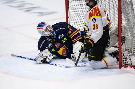 Djurgårdens målvakt Viktor Andrén och Brynäs Linus