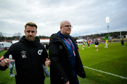 Degerfors Tränare William Lundin och sportchef Patrik