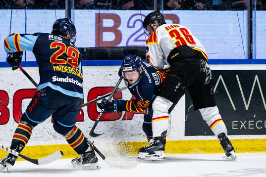 Djurgårdens David Blomgren och Brynäs Linus Ölund