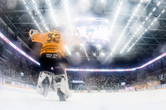 Skellefteås målvakt Linus Söderström jublar