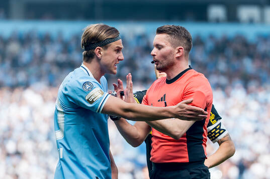 Malmö FFs Erik Botheim och Domare Joakim Östling