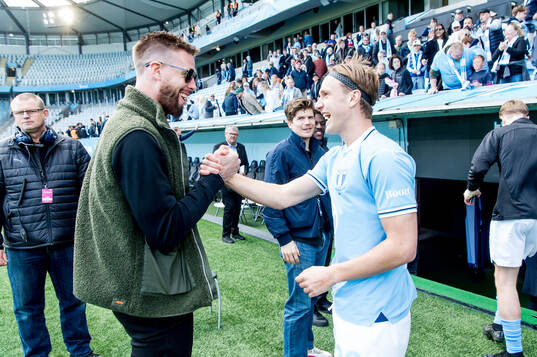 Malmö FFs Erik Botheim och Pontus Jansson jublar