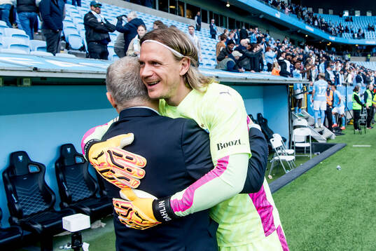 Malmö FFs målvakt Johan Dahlin och ordförande Anders