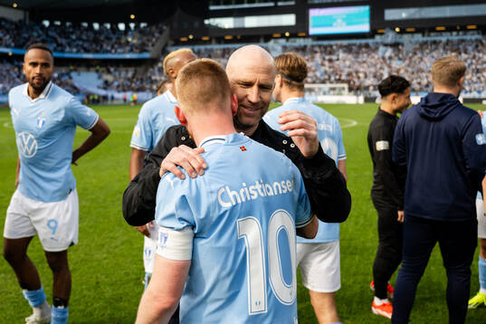 Malmö FFs Anders Christiansen och tränare Henrik