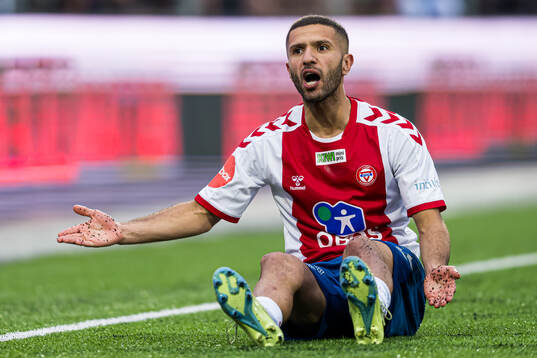 Amin Mimoun Nouri of KFUM reacts