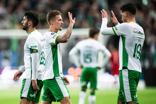 Hammarbys Fredrik Hammar och Deniz Gul jublar