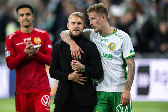 Hammarbys Simon Strand och Fredrik Hammar jublar