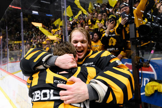 Skellefteås målvakt Linus Söderström jublar