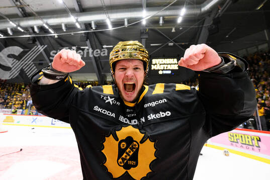 Skellefteås målvakt Linus Söderström jublar