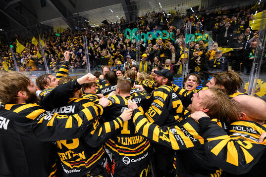 Skellefteås målvakt Linus Söderström jublar