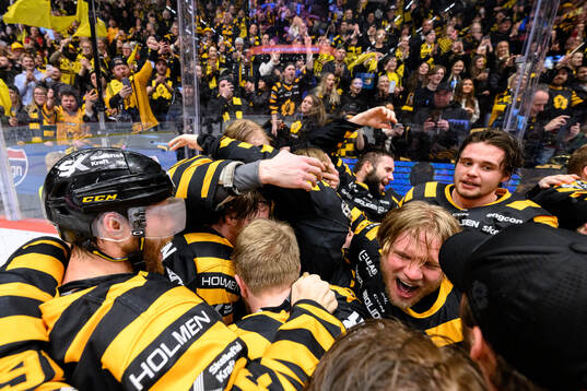 Skellefteås målvakt Linus Söderström jublar