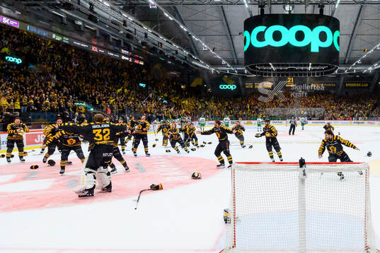 Skellefteås målvakt Linus Söderström jublar med