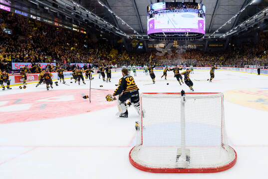 Skellefteås målvakt Linus Söderström jublar med