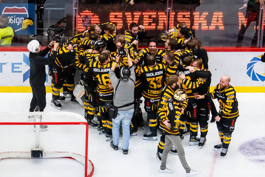 Skellefteås spelare jublar på slutsignal