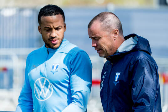 Malmö FFs Martin Olsson och sportchef Daniel Andersson