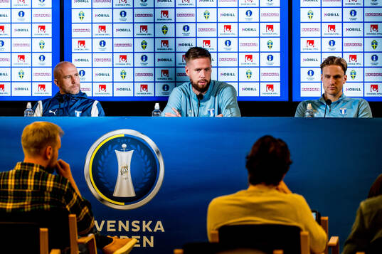 Malmö FFs tränare Henrik Rydström, Pontus Jansson och