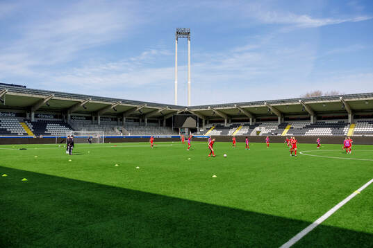 under en träning på Bravida Arena med Piteå