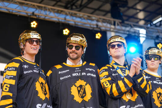 Skellefteås Rickard Hugg, målvakt Gustaf Lindvall och