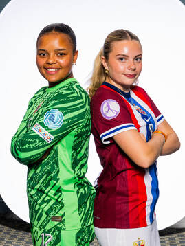 Goalkeeper Maria Kroken and Christina Herseth of the