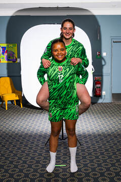 Goalkeeper Maria Kroken and goalkeeper Hanna Krog of the