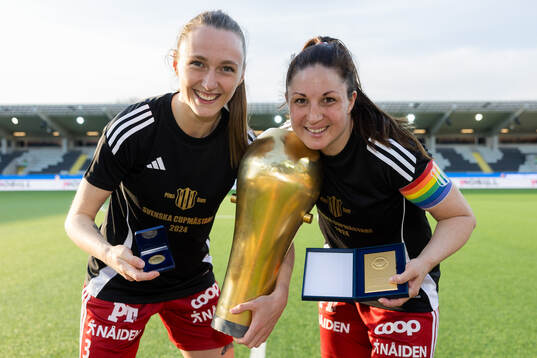 Piteås Ásla Johannesen och Josefin Johansson jublar med