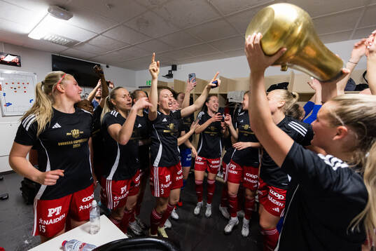 Piteås spelare jublar i omklädningsrummet