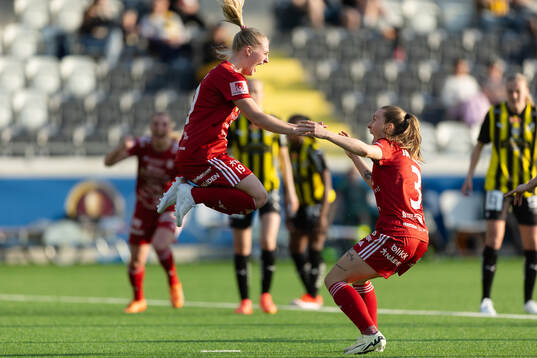 Piteås Emma Viklund jublar ihop med Ásla Johannesen