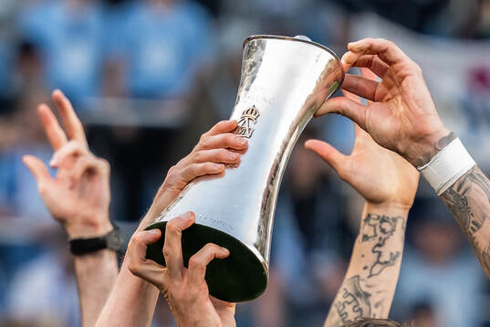 Malmö FFs spelare jublar med pokalen