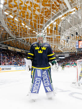 Goaltender Filip Gustavsson of Sweden