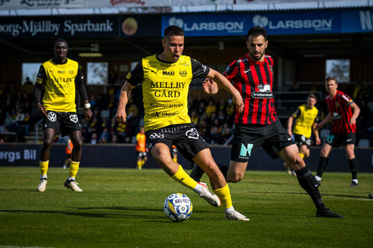 Mjällbys Nicklas Røjkjær och Brommapojkarnas André