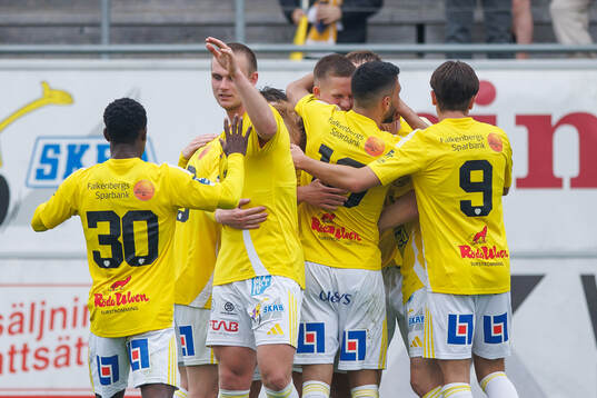 Falkenbergs Tim Stålheden jublar med lagkamrater