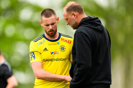 Ängelholms Philip Comnell och huvudtränare Andreas