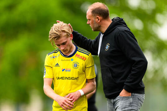 Ängelholms Leo Hedenberg och huvudtränare Andreas