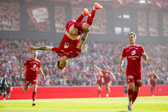 Ole Didrik Blomberg of Brann celebrates