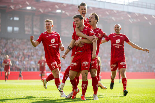 Ole Didrik Blomberg of Brann celebrates