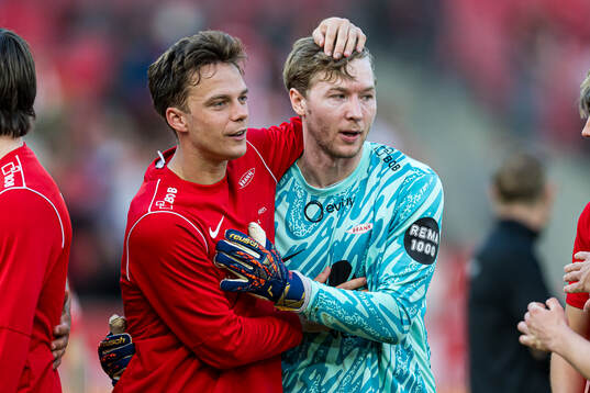 Felix Horn Myhre and Mathias Dyngeland of Brann