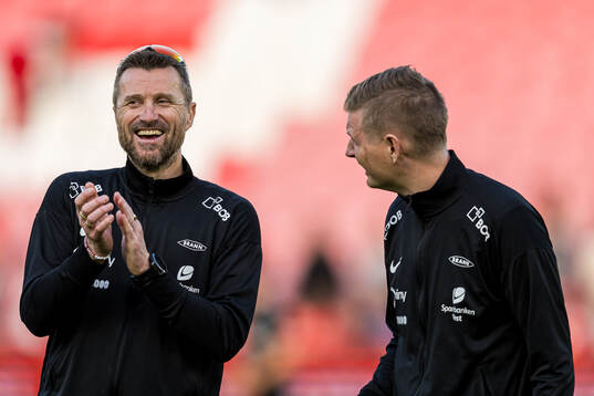 Eirik Horneland, head coach of Brann, celebrates
