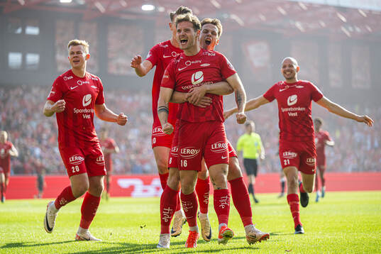 Ole Didrik Blomberg of Brann celebrates